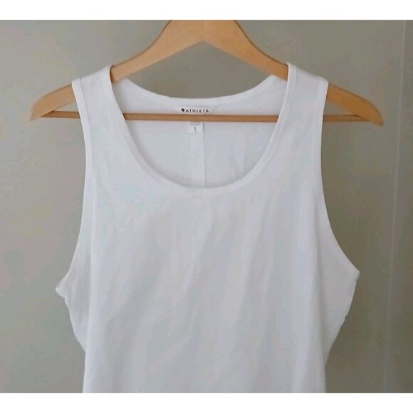 Athleta Essentials Tank Top Size Large White Scoop Neck Gym Cotton - Picture 2 of 8